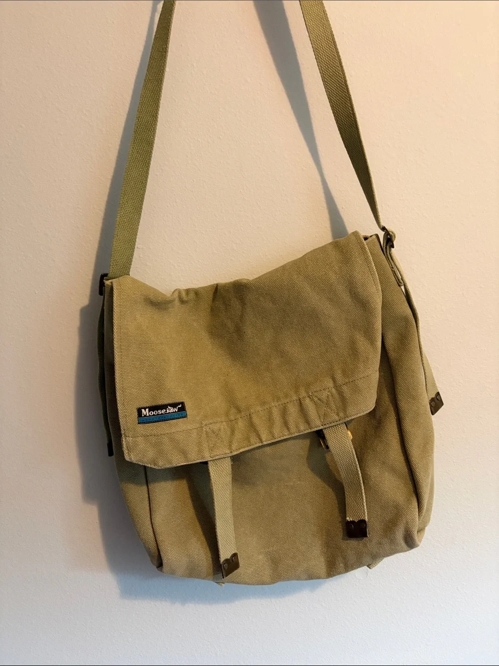 Moosejaw Olive Green Canvas Messenger Bag